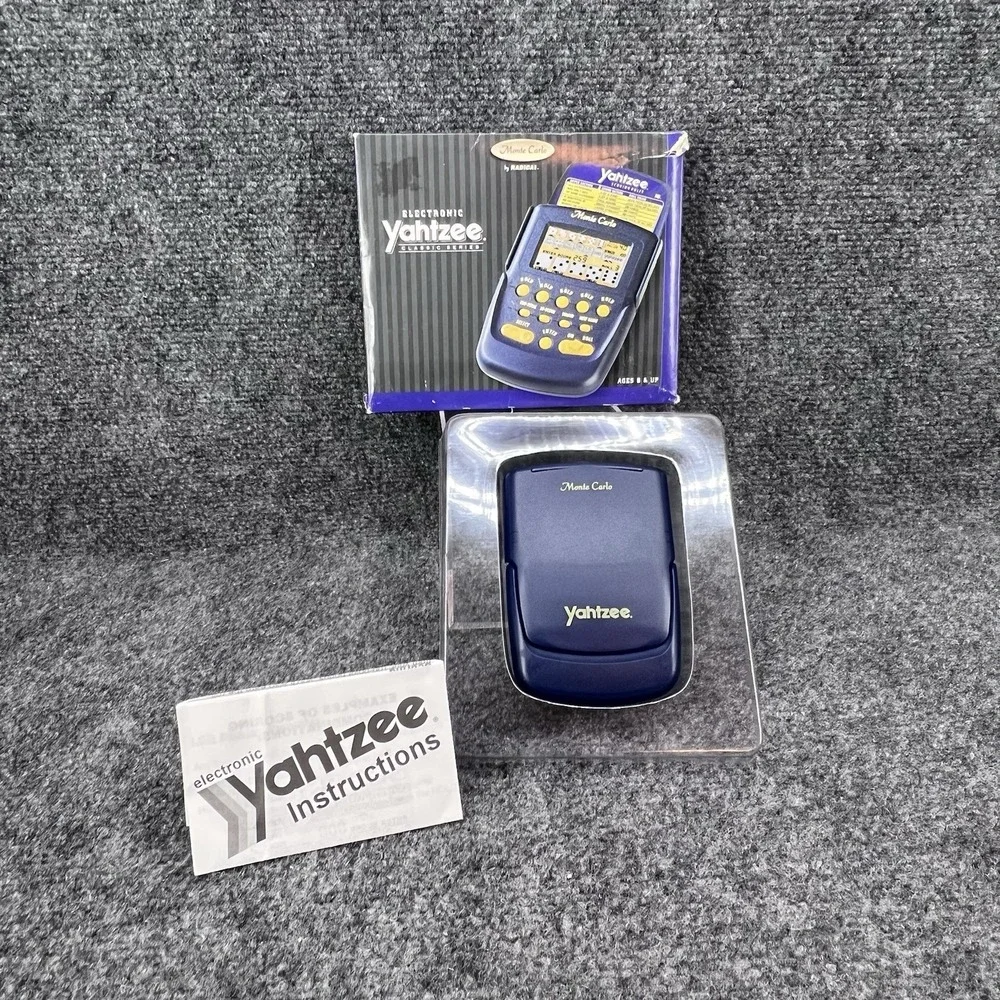 Vintage 1995 Monte Carlo Yahtzee Handheld Game By Radica Tested Working Open Box
